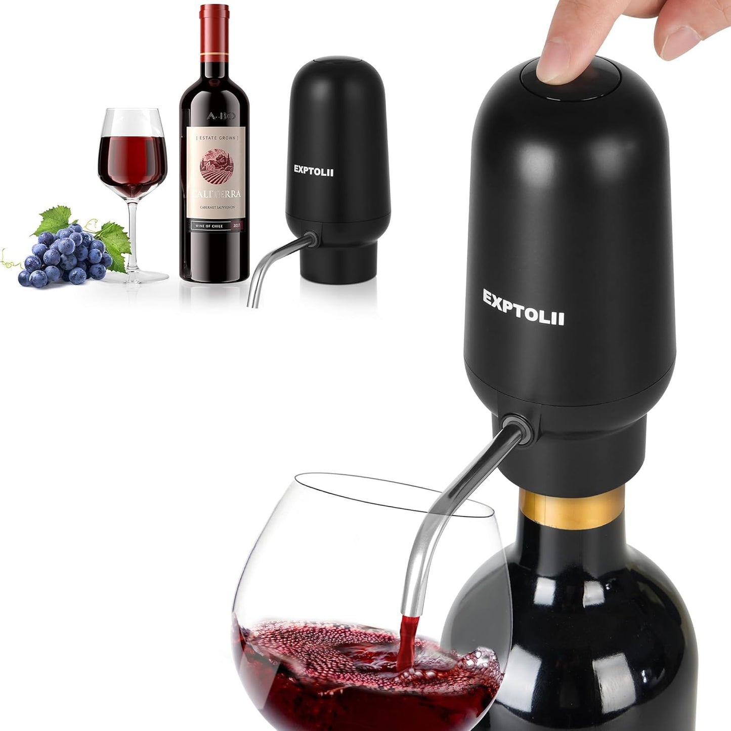 Wine Aerator, Electric Wine Decanter, Automatic Wine Pourer, One Touch Wine Dispenser, Wine Lover Gifts for Red and White Wine Re-Chargeable