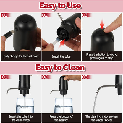 Wine Aerator, Electric Wine Decanter, Automatic Wine Pourer, One Touch Wine Dispenser, Wine Lover Gifts for Red and White Wine Re-Chargeable